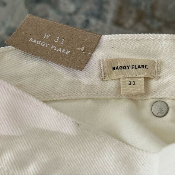 NWT Madewell Baggy Flare Jeans Front Slit Edition High Rise White Sz 31 - Picture 7 of 16